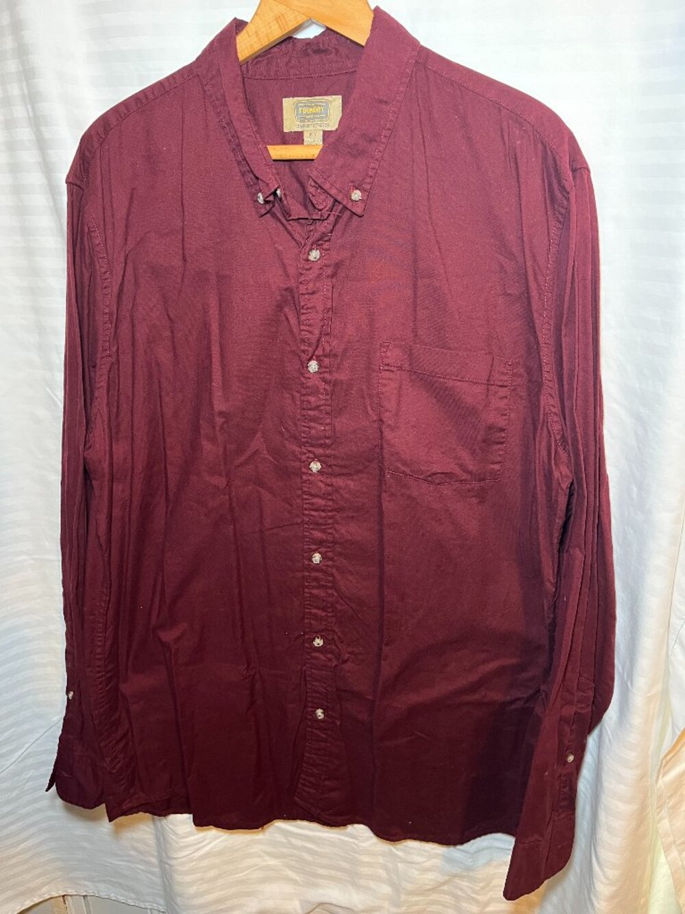 Foundry Burgundy Button Up Shirt XL Tall